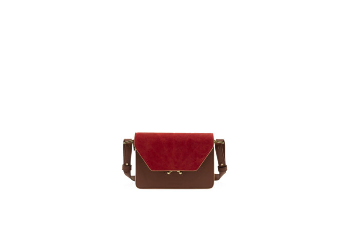 Handtas- Sticky Sis Club - Faded burgundy + poppy red - front