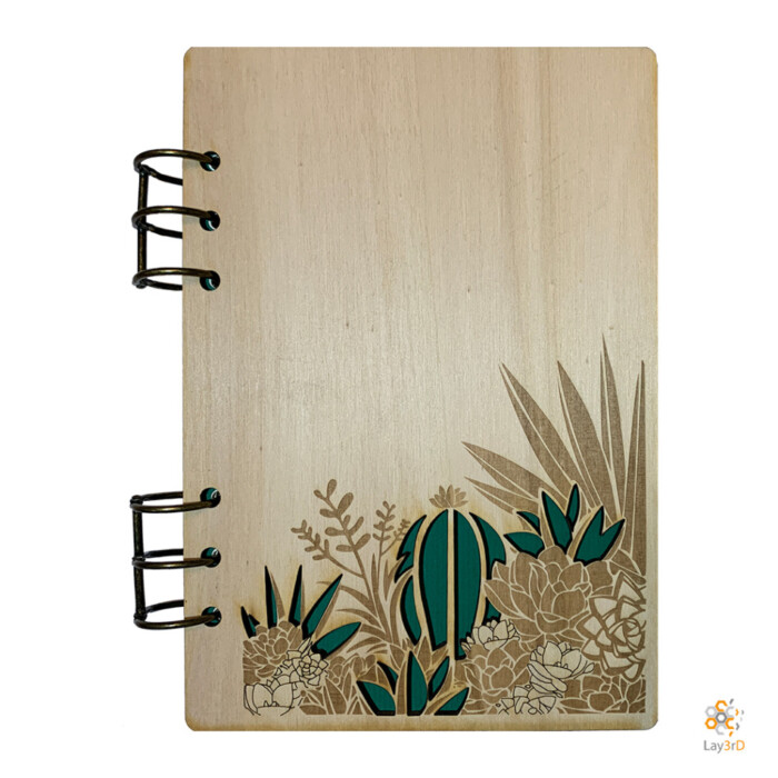 Lasercut berk houten notebook cactus