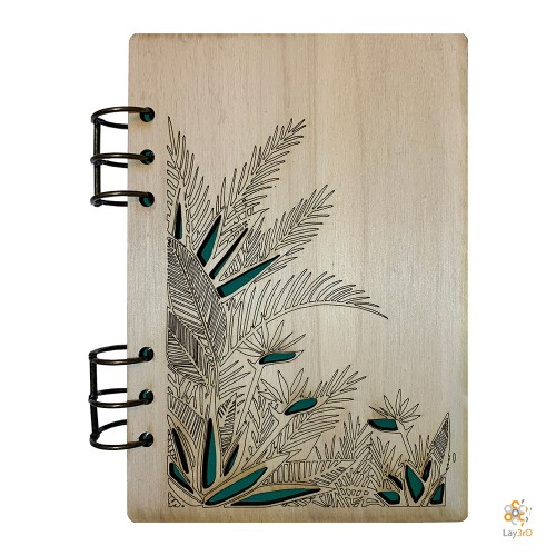Lasercut berken houten notebook - planten
