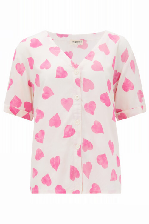 Hatty batik shirt Sugarhill - roze hartjes