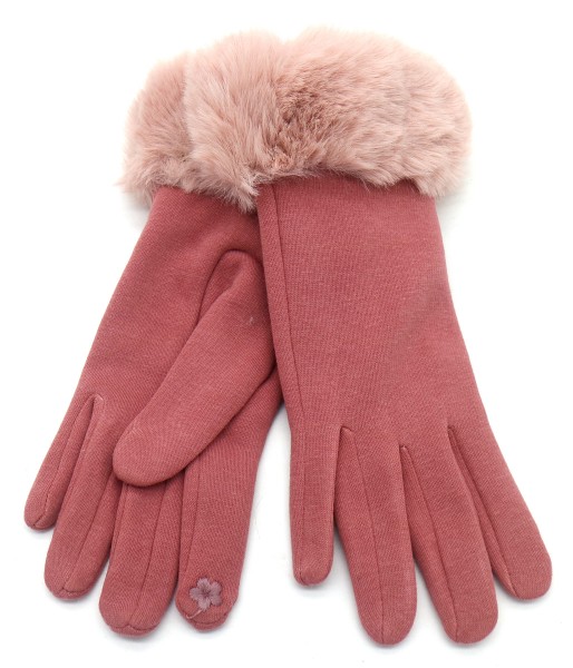 Roze handschoenen met faux fur rand