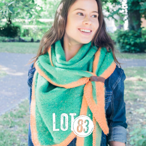 Sjaal Nina met rand 01 - groen met oranje (2)