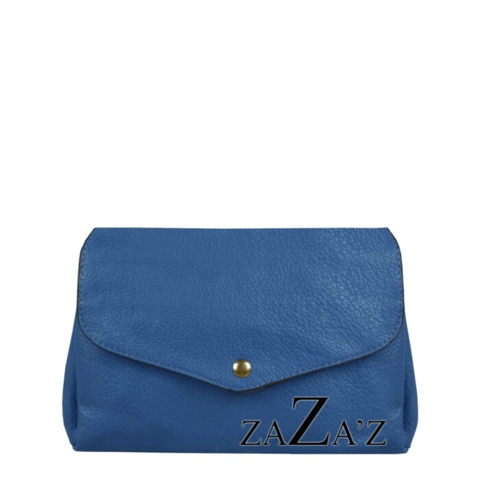 Handtas met drukknop en rits 17x24cm - Blauw