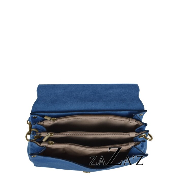 Handtas met drukknop en rits 17x24cm - Blauw1
