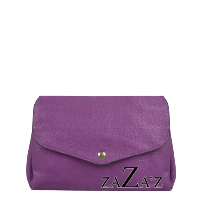 Handtas met drukknop en rits 17x24cm - violet