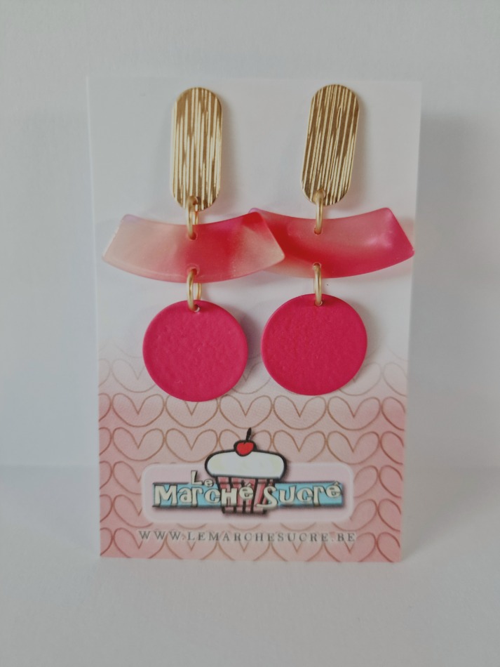 Oorbellen_752 - Ovaal oorsteker met roze hangers
