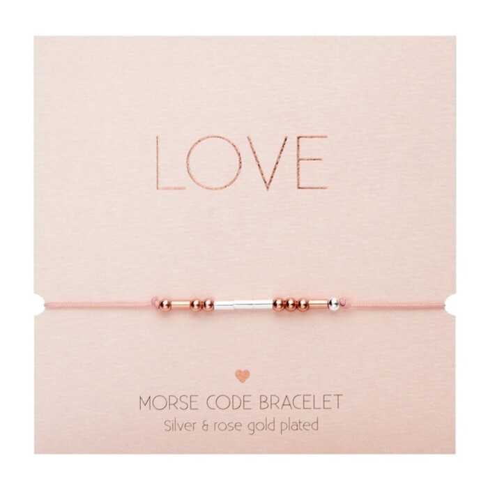 Love -armband morse code rose en zilverkleur