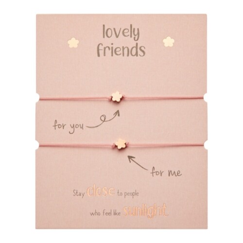Lovely Friends - Set 2 armbandjes roestvrijstaal rosé - bloem