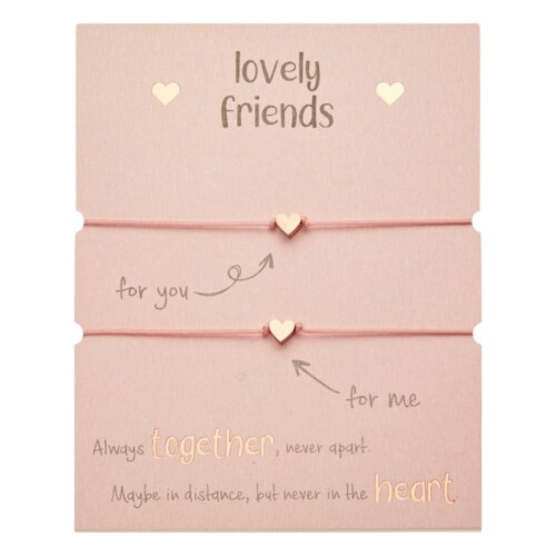 Lovely Friends - Set 2 armbandjes roestvrijstaal rosé - hartjes