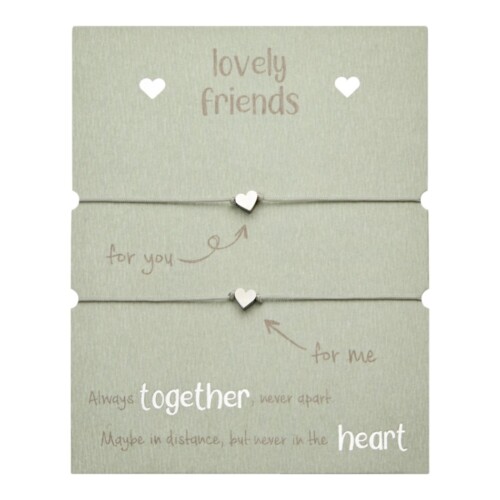 Lovely Friends - Set 2 armbandjes roestvrijstaal zilverkleur - hartjes