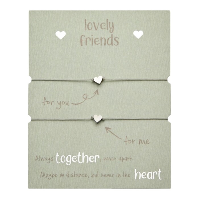 Lovely Friends - Set 2 armbandjes roestvrijstaal zilverkleur - hartjes