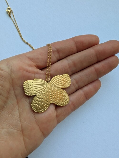 Halsketting in roestvrij staal met vlinder