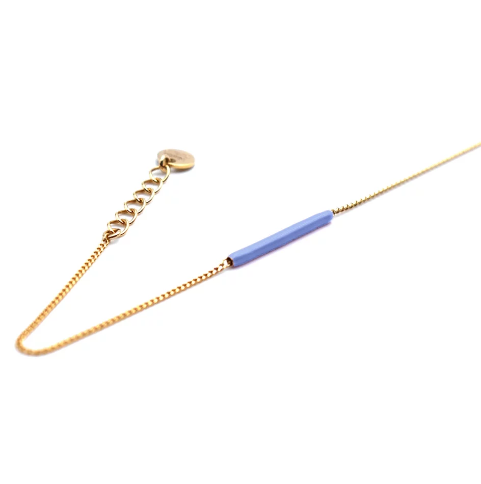 Armband 18 kt verguld met emaille - Lilablauw- Sparkle