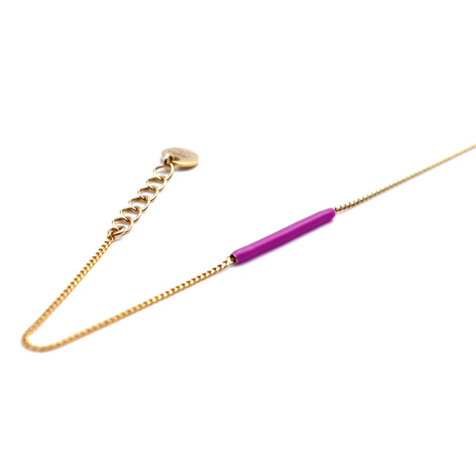 Armband 18 kt verguld met emaille - Violet- Sparkle