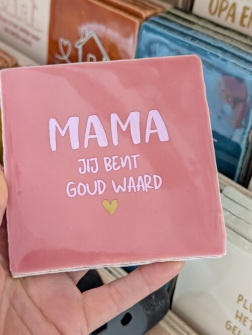 Tegel - Mama, jij bent goud waard - Roze met zacht roze