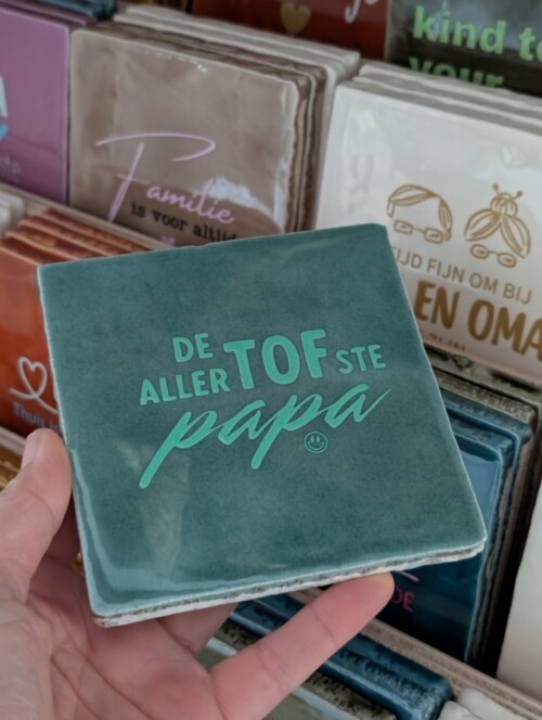 Tegel - De allertofste papa - zeegroen en mint
