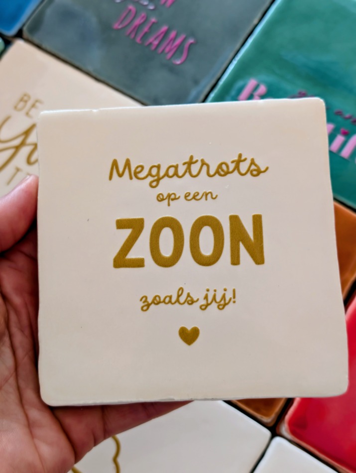 Tegel - Megatrots op een zoon zoals jij - Crème met goud