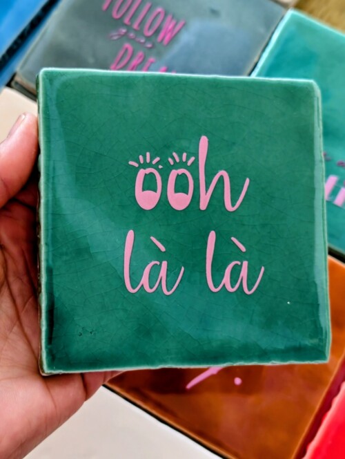 Tegel - Ooh la la - Groen met zachtroze