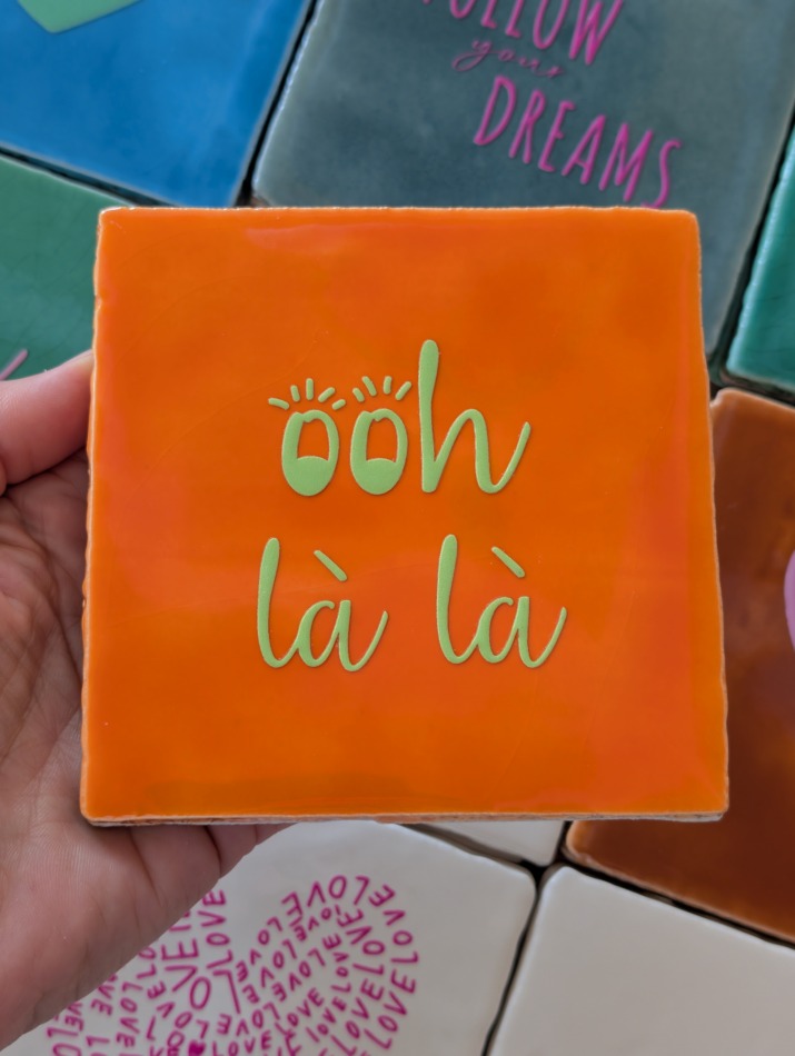 Tegel - Ooh la la - Oranje met lime