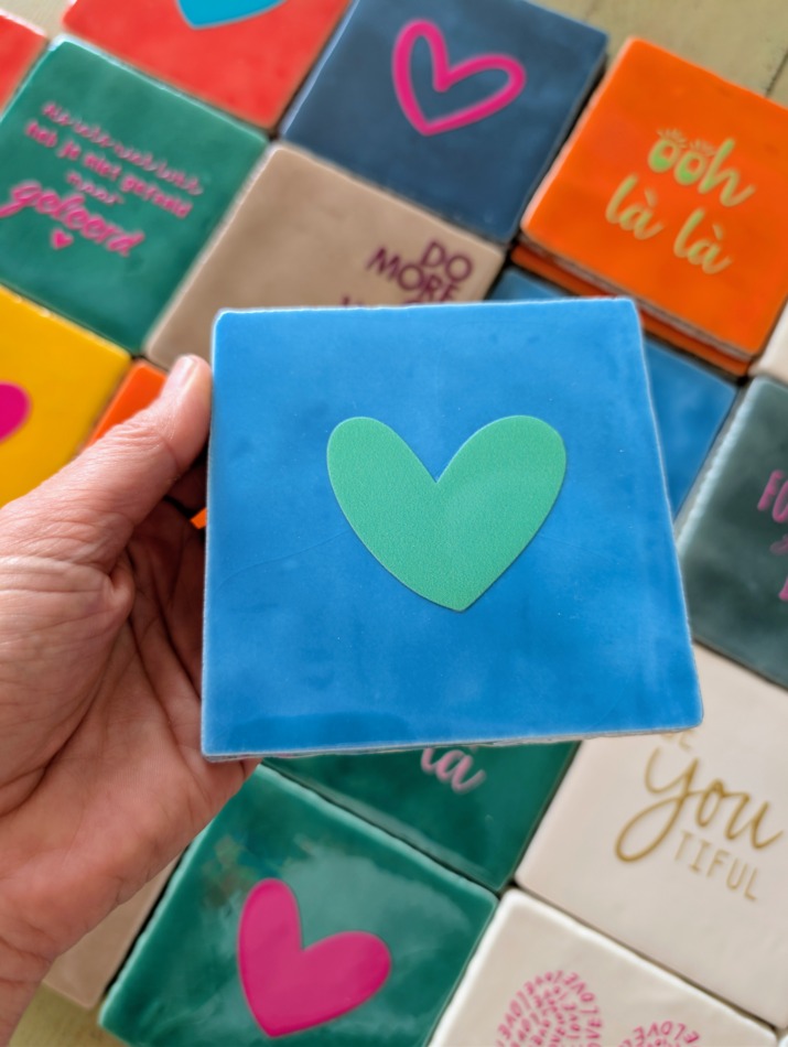 Tegel - Hartje dicht - Lichtblauw met mint