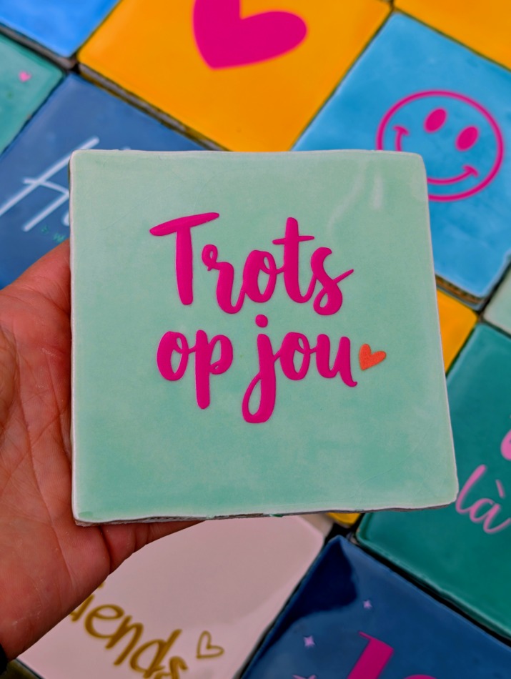 Tegel - Trots op jou - Mint met fuchsia