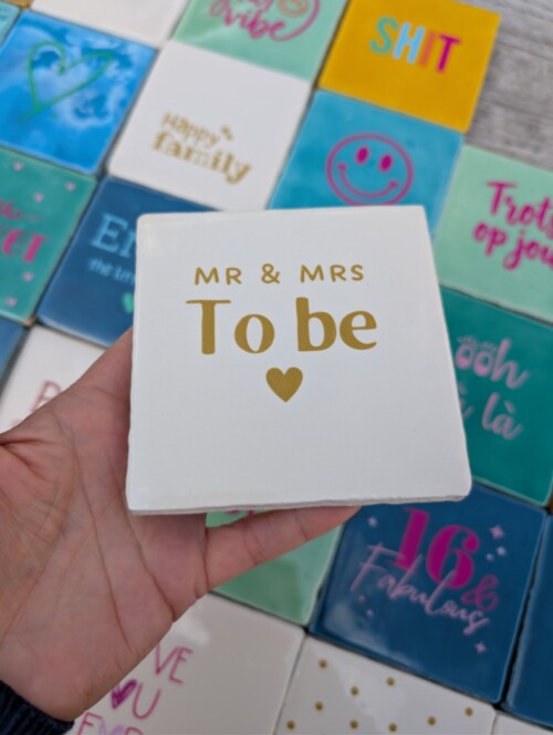 Tegel - Mr & Mrs to be - Crème met goud