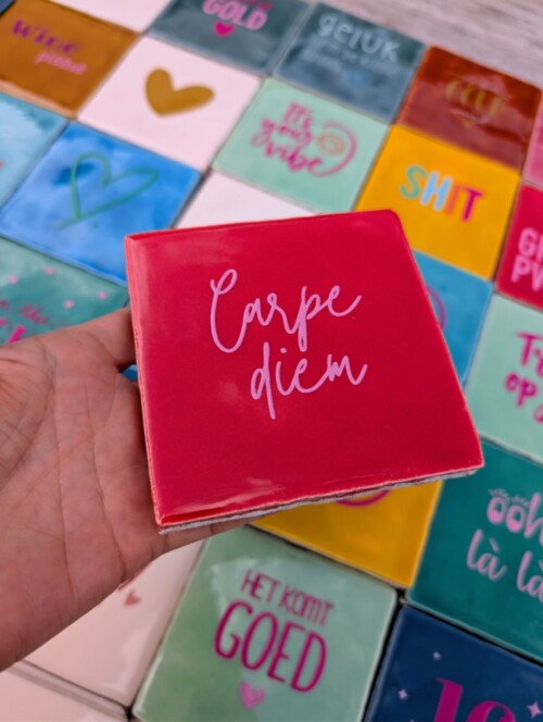 Tegel - Carpe diem - Rood met warm roze