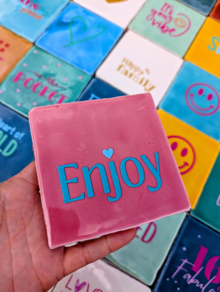 Tegel - Enjoy - Roze met warm blauw