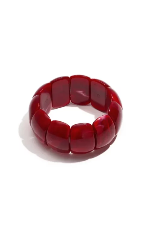 Armband in acryl met grote schakels - Wijnrood