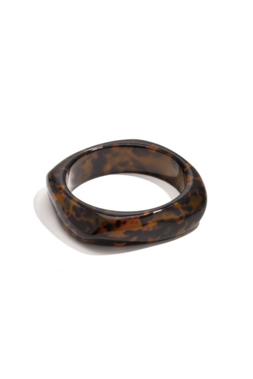 Vierkante armband in hars - bruintint